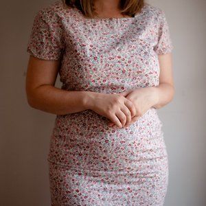 90s Samantha Taylor Micro Floral Pink Square Neck and Skirt 2-Piece Set